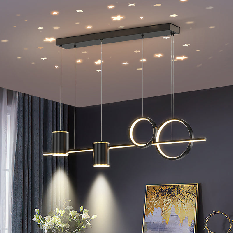 Contemporary Cylinder Island Lighting Metal 5 Light Island Pendant Lights