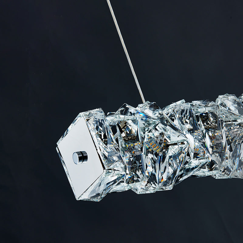 1 Light Rectangle Island Lighting Contemporary Crystal Island Lights for Kitchen