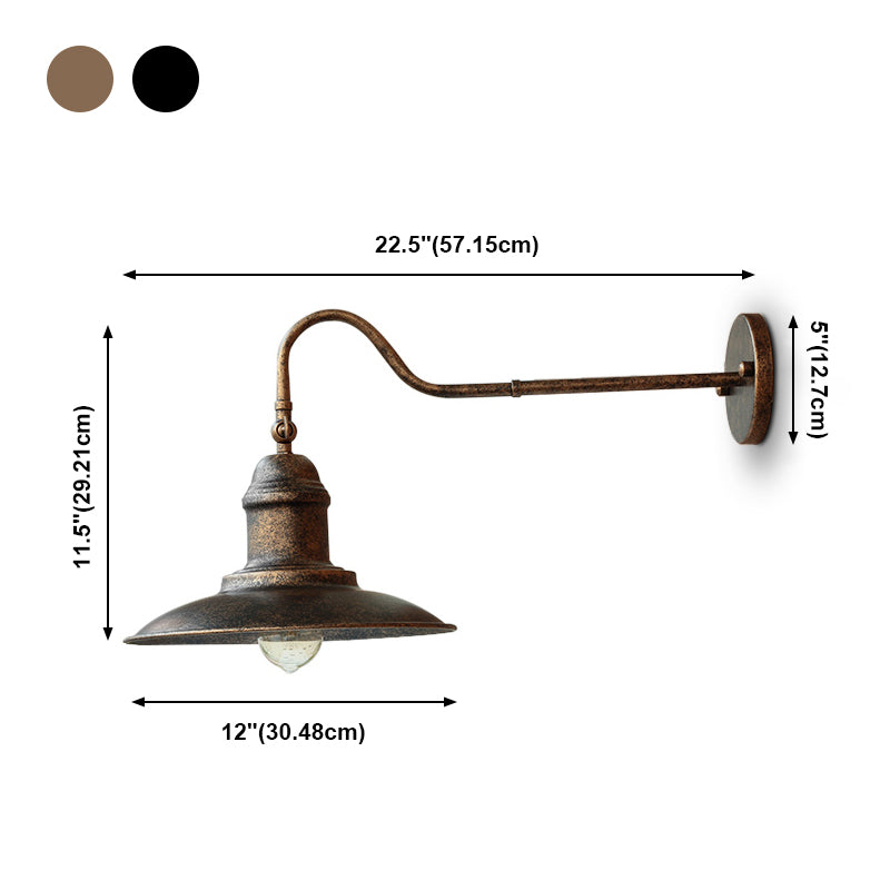 Lumo da parete in metallo sfumatura a parete industriale a parete singola lampada montata