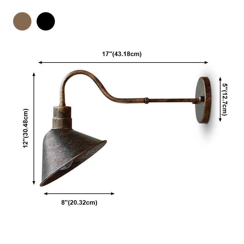 Lumo da parete in metallo sfumatura a parete industriale a parete singola lampada montata