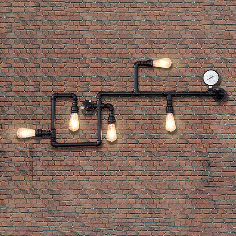 Metal Water Pipe Shade Wall Lighting Industrial Style 5 Lights Wall Mounted Light Fixture