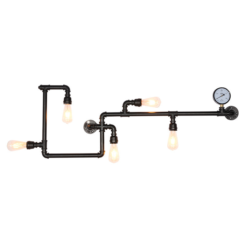 Metal Water Pipe Shade Wall Lighting Industrial Style 5 Lights Wall Mounted Light Fixture