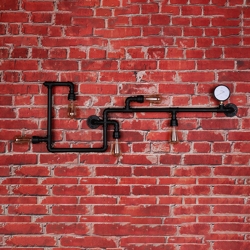Metal Water Pipe Shade Wall Lighting Industrial Style 5 Lights Wall Mounted Light Fixture