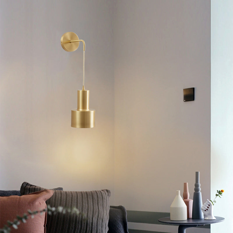Metallzylinderwandmontaglampen Moderner Stil 1 leichte Leuchtenleuchten in Gold