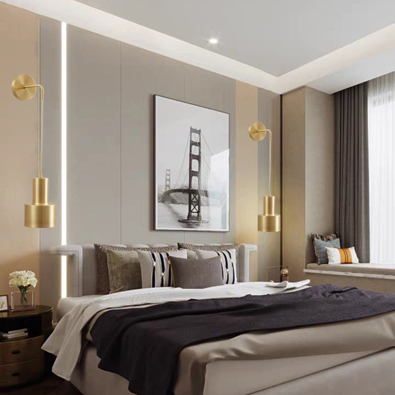 Metallzylinderwandmontaglampen Moderner Stil 1 leichte Leuchtenleuchten in Gold