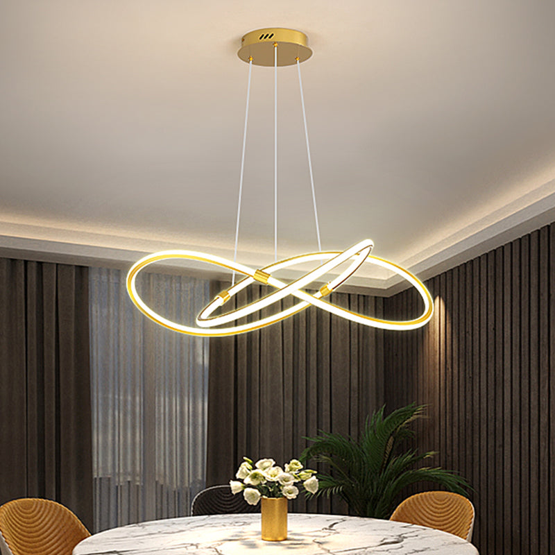 Modern Style Twist Shape Pendant Chandelier Metal 1 Light Chandelier Light in Gold