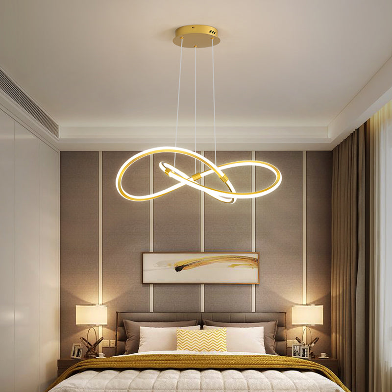 Modern Style Twist Shape Pendant Chandelier Metal 1 Light Chandelier Light in Gold