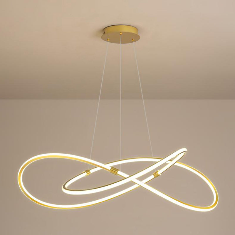 Modern Style Twist Shape Pendant Chandelier Metal 1 Light Chandelier Light in Gold