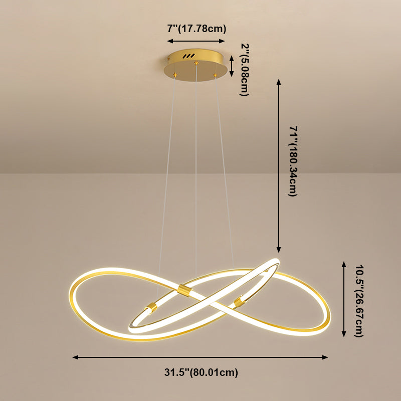 Modern Style Twist Shape Pendant Chandelier Metal 1 Light Chandelier Light in Gold