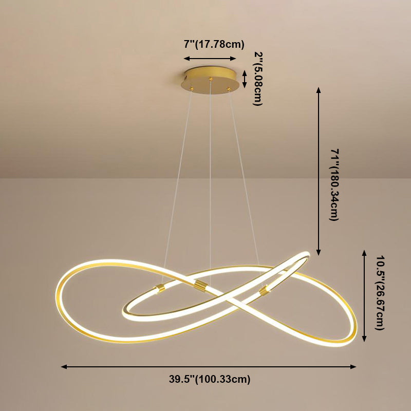 Modern Style Twist Shape Pendant Chandelier Metal 1 Light Chandelier Light in Gold