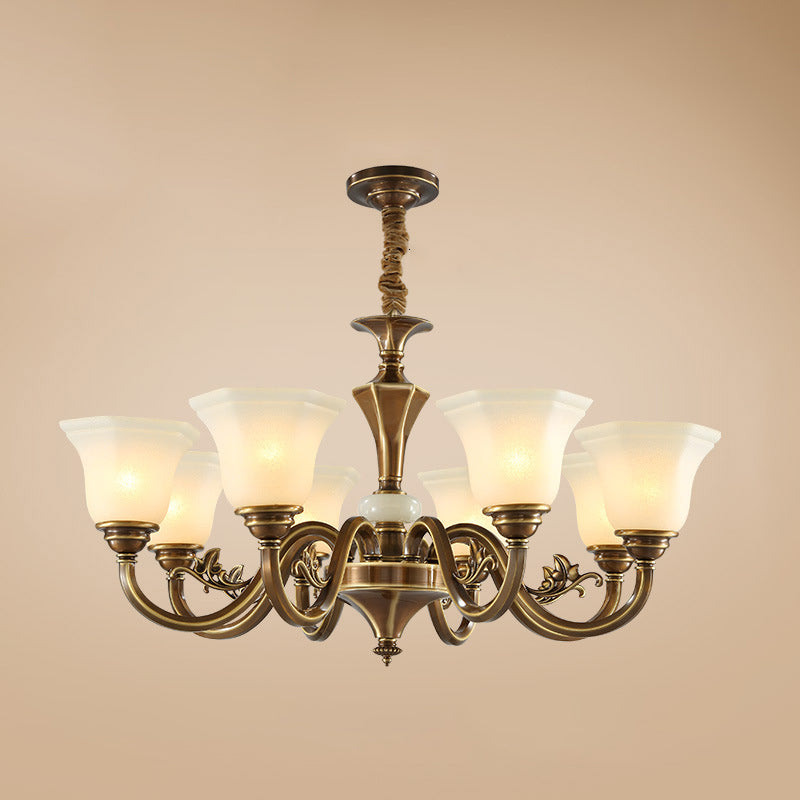 Modern Style Metal Hanging Pendant Light Glass Geometric Chandelier for Living Room