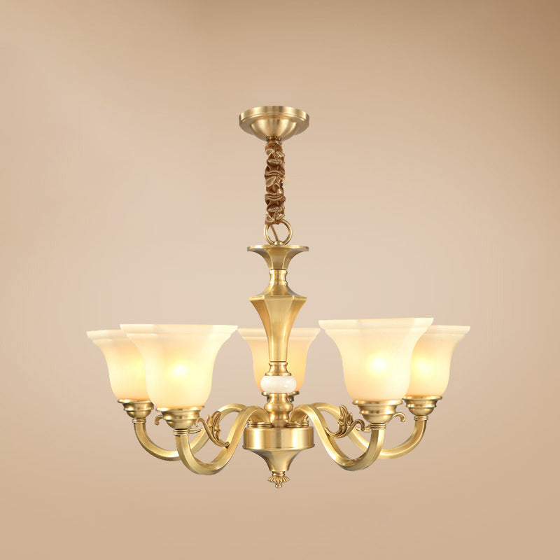 Modern Style Metal Hanging Pendant Light Glass Geometric Chandelier for Living Room