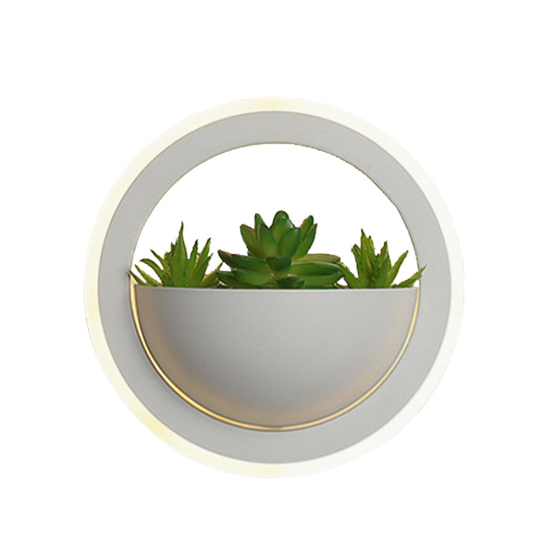 Luz de pared de apliques blancos acrílicos redondo/rectángulo/rombo LED industrial planta de iluminación de pared de iluminación en luz cálida/blanca