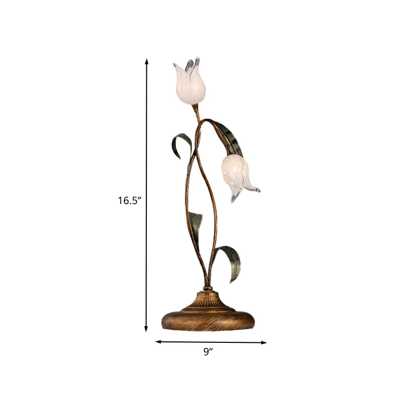 Messing 2/3/7 Köpfe Nachttisch Beleuchtung American Garden Metal Tulp LED Night Tischlicht für Wohnzimmer
