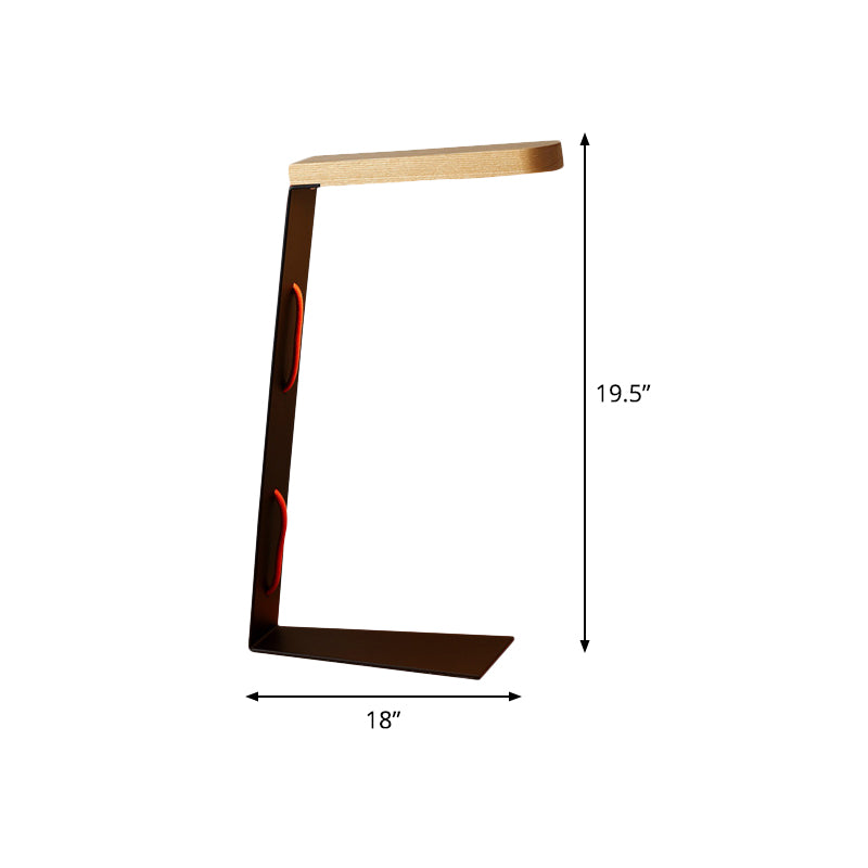 Lampada da studio dritta contemporanea Lampada da lettura a LED in legno in nero per camera da letto