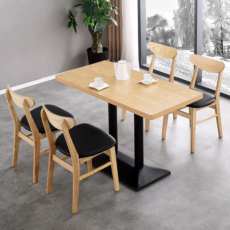Metal Contemporary Dining Table Wood Top Table for Dining Room
