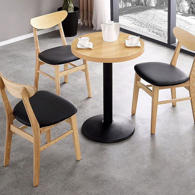 Metal Contemporary Dining Table Wood Top Table for Dining Room