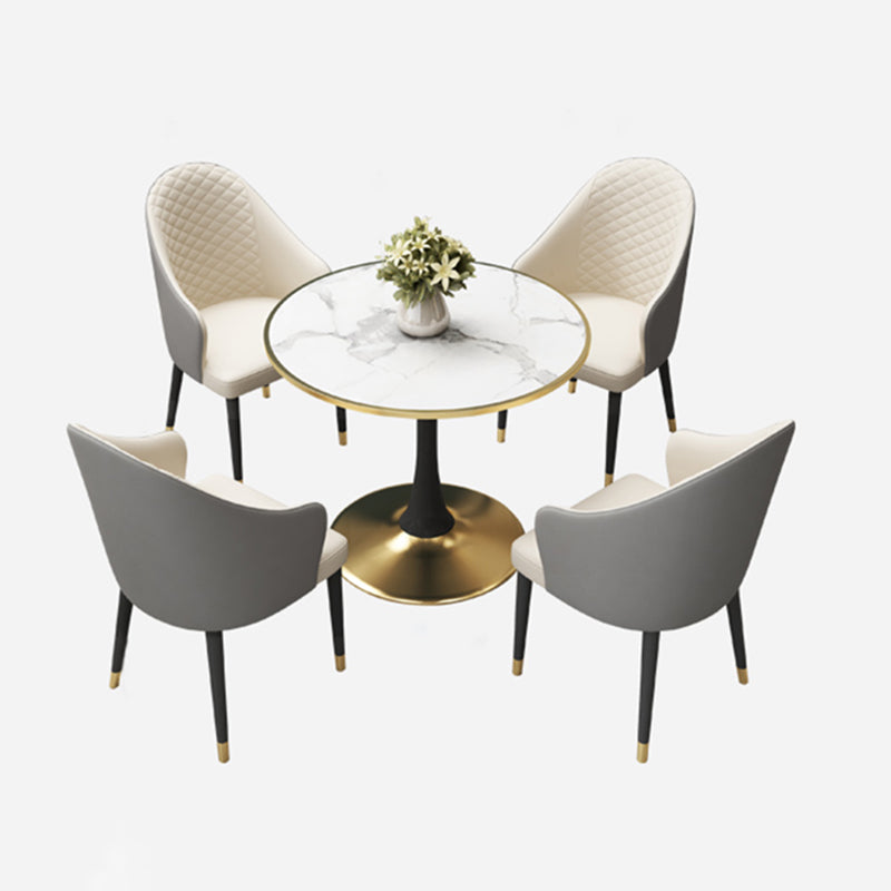 Tavolo da pranzo di lusso tradizionale da 31,5 '"tavolo rotondo con base di tulipani in metallo