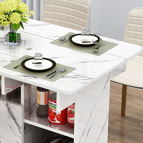 Manufactured Wood Contemporary Table Rectangular Wood Top Table with Drop Leaf