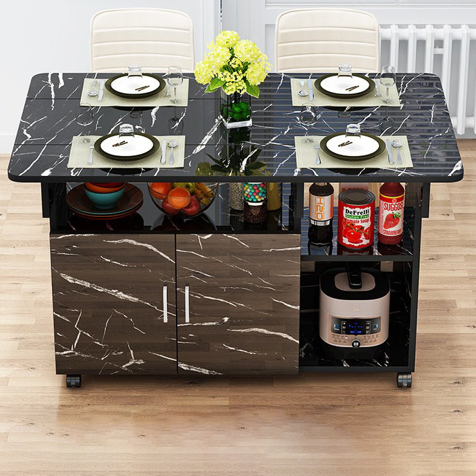 Manufactured Wood Contemporary Table Rectangular Wood Top Table with Drop Leaf