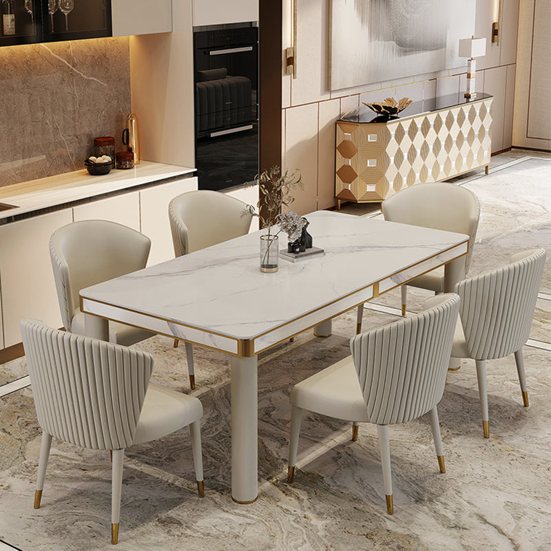 Luxury Sintered Stone Dining Table 4 Legs Base Scratch Resistant Rectangle Table for Home