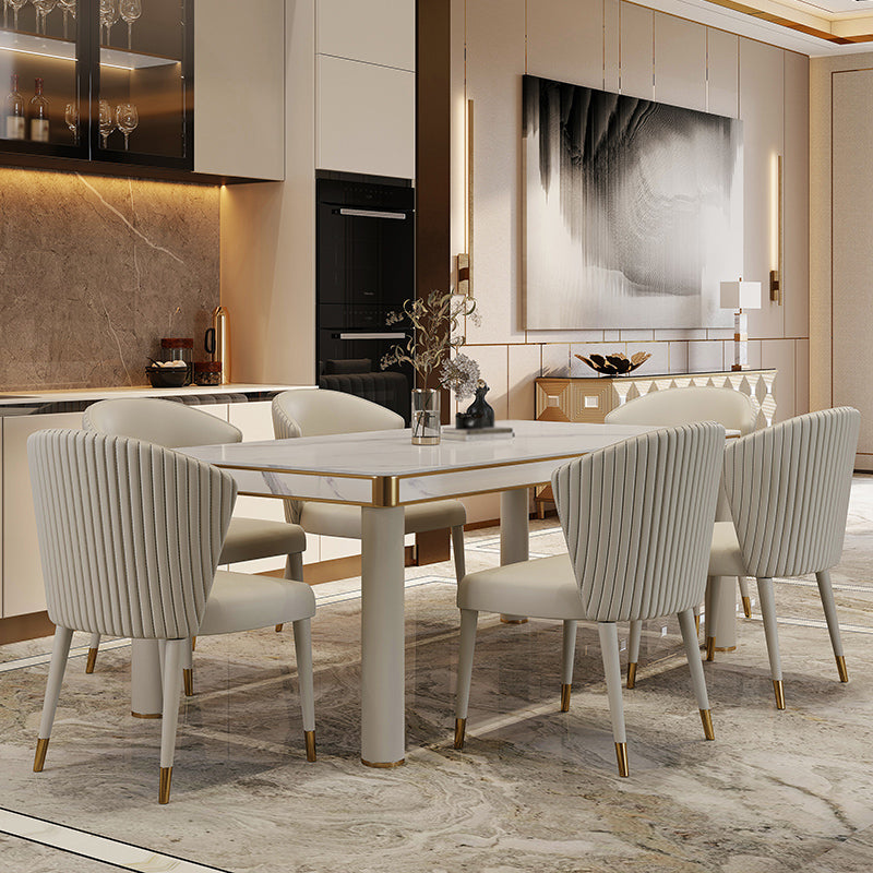 Luxury Sintered Stone Dining Table 4 Legs Base Scratch Resistant Rectangle Table for Home