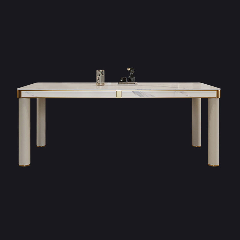 Luxury Sintered Stone Dining Table 4 Legs Base Scratch Resistant Rectangle Table for Home