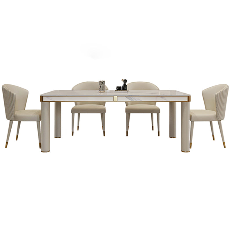 Luxury Sintered Stone Dining Table 4 Legs Base Scratch Resistant Rectangle Table for Home