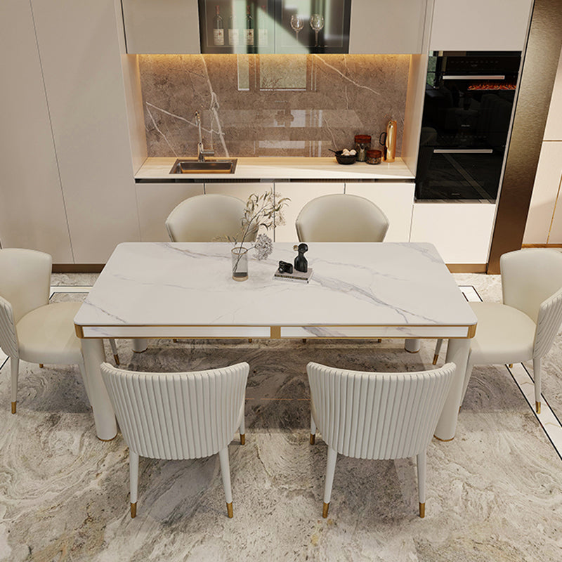 Luxury Sintered Stone Dining Table 4 Legs Base Scratch Resistant Rectangle Table for Home