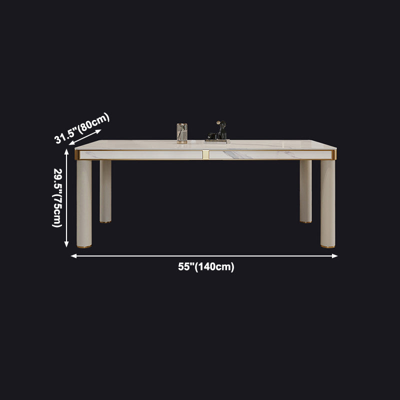 Luxury Sintered Stone Dining Table 4 Legs Base Scratch Resistant Rectangle Table for Home