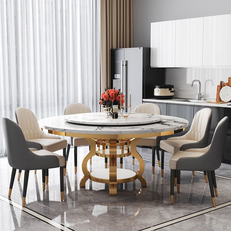 Luxury Style Marble Dining Table Single Pedestal Base Round Table for Home