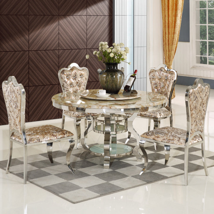 Luxury Style Marble Dining Table Single Pedestal Base Round Table for Home