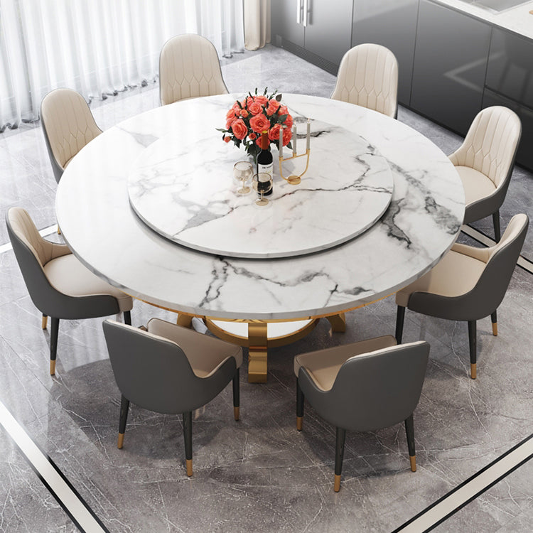 Luxury Style Marble Dining Table Single Pedestal Base Round Table for Home