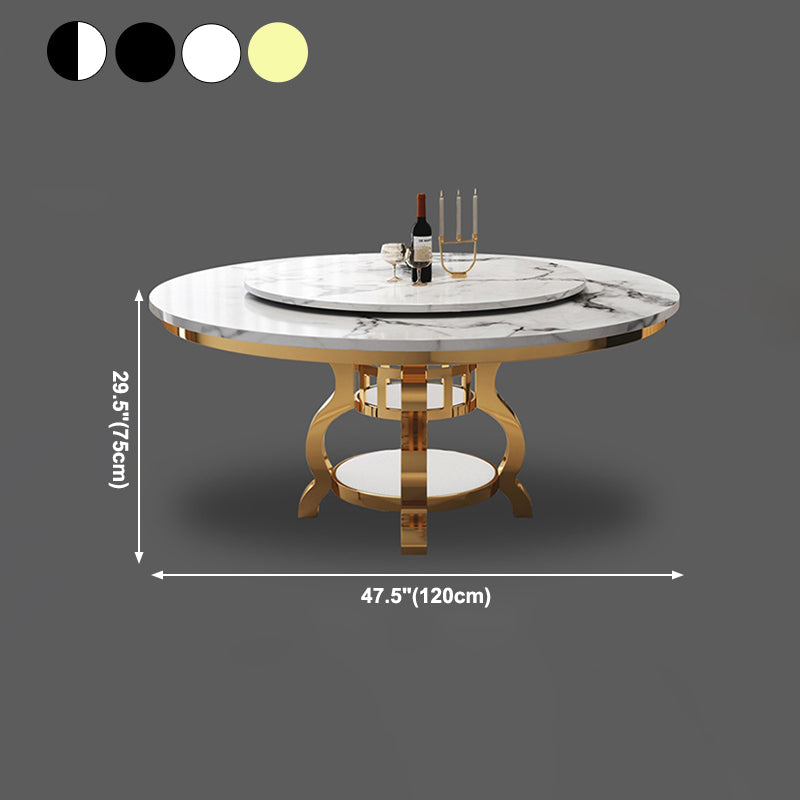 Luxury Style Marble Dining Table Single Pedestal Base Round Table for Home