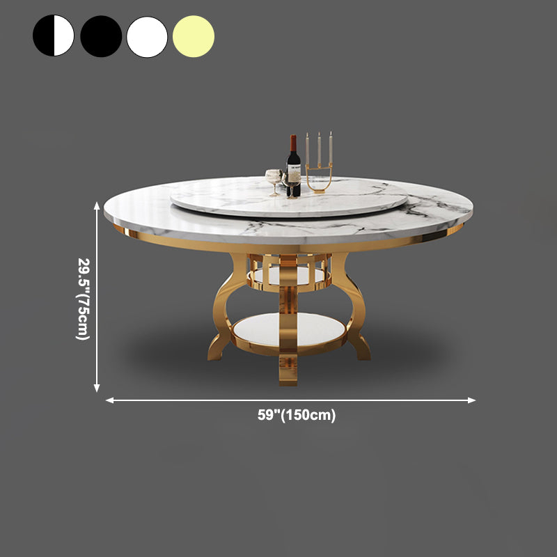 Luxury Style Marble Dining Table Single Pedestal Base Round Table for Home