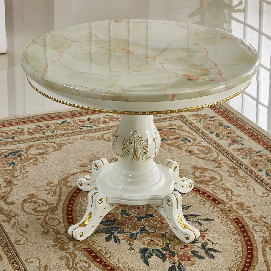 Mesa de mármol de mesa redonda victoriana de madera maciza con base de pedestal