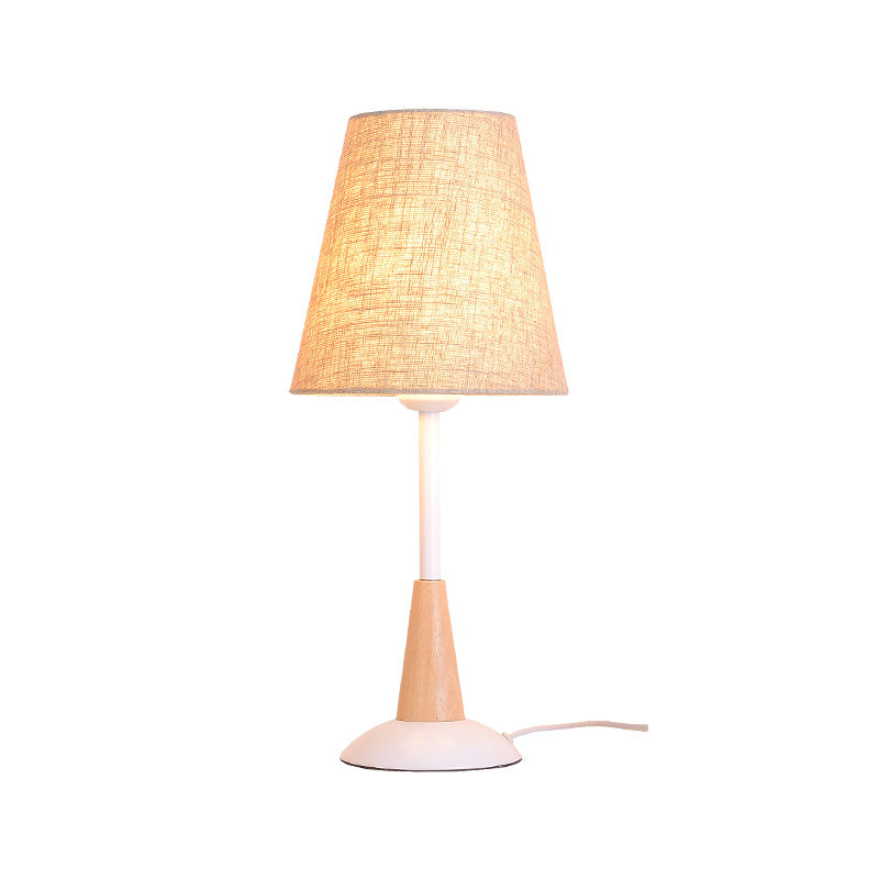Eigentijdse 1-kops tafellamp Flaxen Wide Flare kleine bureaulamp met stoffen kap