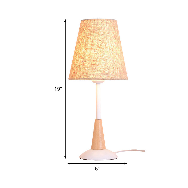 Eigentijdse 1-kops tafellamp Flaxen Wide Flare kleine bureaulamp met stoffen kap
