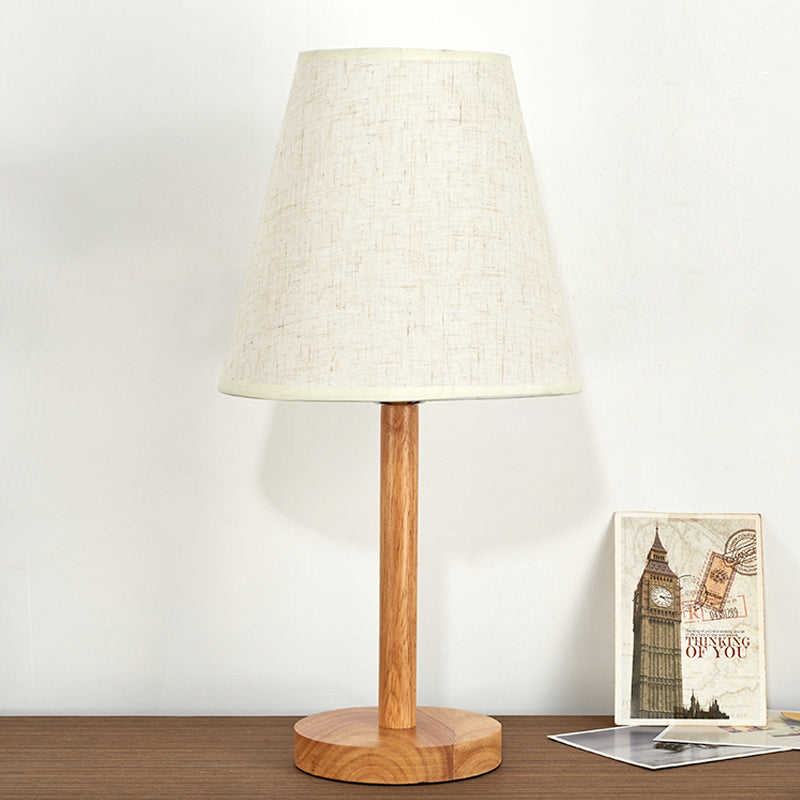 1 Glühbirne konische Studienlampe Modernes Stoff Lesebuch Licht im Holz für Wohnzimmer