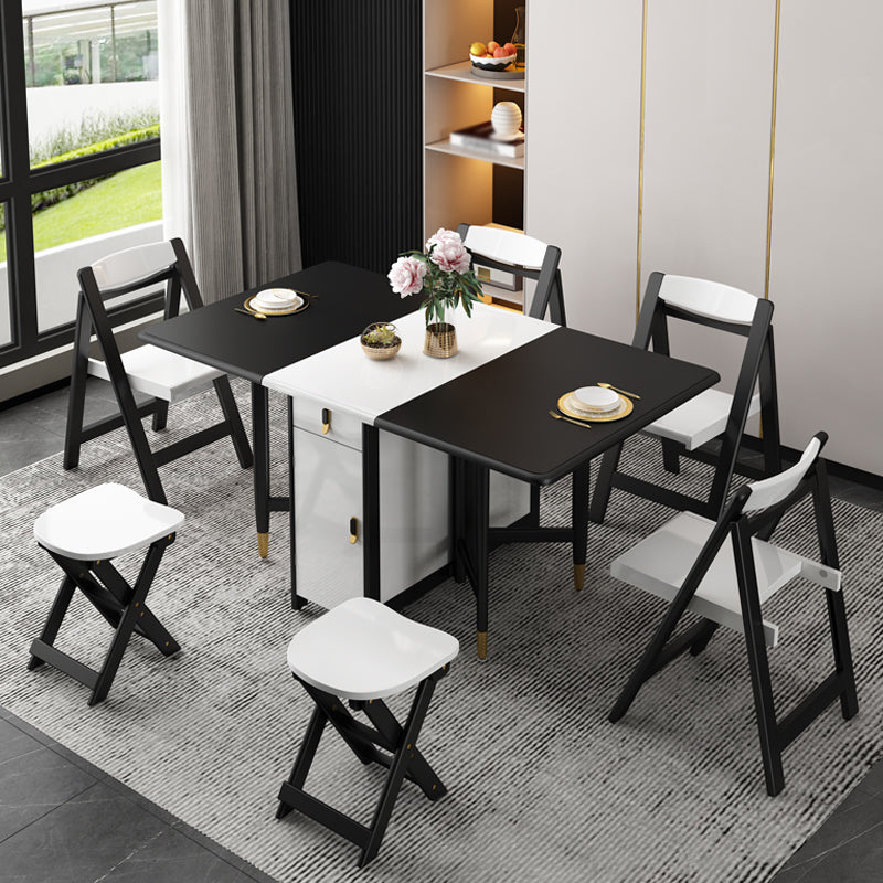Mid-Century Modern Dining Table Rubberwood Solid Wood Table with Black Ash Solid Wood Base