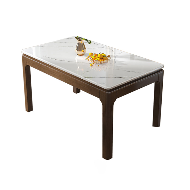 Mesa de comedor de mármol estilo mediados de siglo, mesa rectangular con base de 4 patas para el hogar