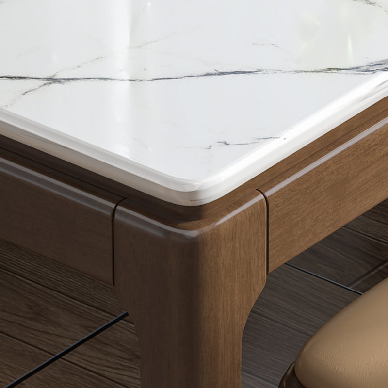 Mesa de comedor de mármol estilo mediados de siglo, mesa rectangular con base de 4 patas para el hogar