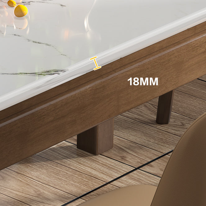 Mesa de comedor de mármol estilo mediados de siglo, mesa rectangular con base de 4 patas para el hogar