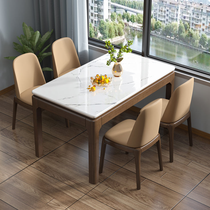 Mesa de comedor de mármol estilo mediados de siglo, mesa rectangular con base de 4 patas para el hogar