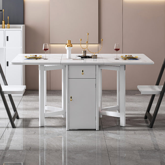 Foldable Sintered Stone Top Dining Table Modern Extendable Table with 4 Legs