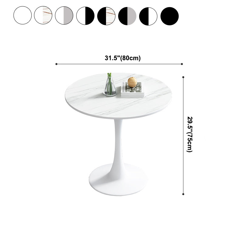 Eenvoudige ronde eettafel van gesinterde stenen tafel met tulponderstel voor eetkamer