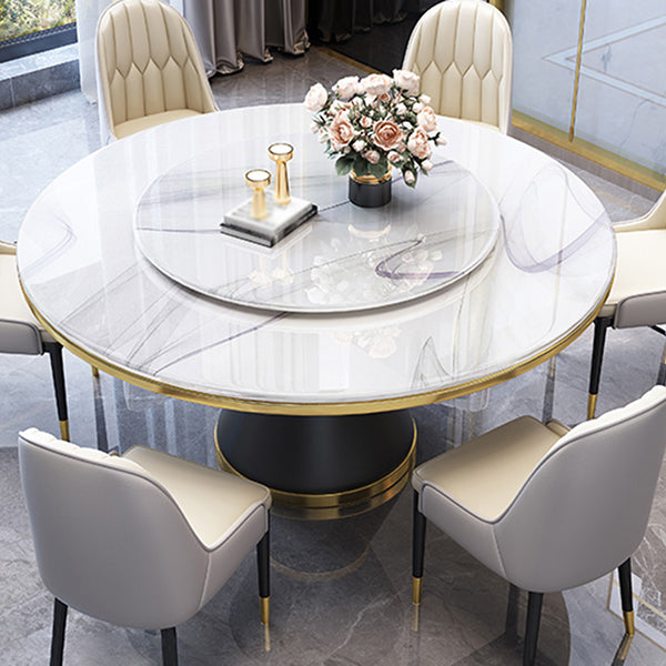 Marble Dining Table Luxury Style Single Pedestal Base Table for Dining Room
