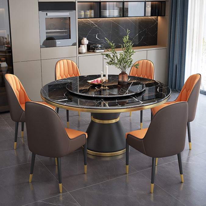 Marble Dining Table Luxury Style Single Pedestal Base Table for Dining Room