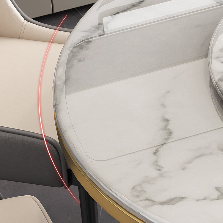 Marble Dining Table Luxury Style Single Pedestal Base Table for Dining Room