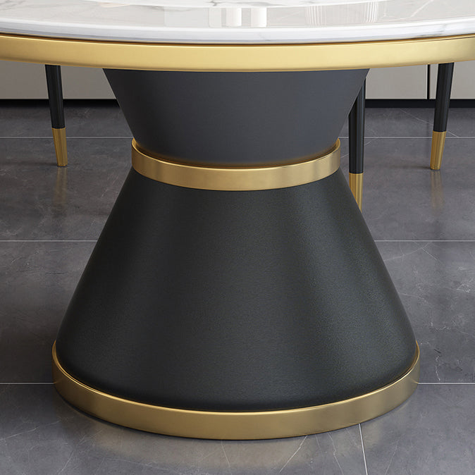 Marble Dining Table Luxury Style Single Pedestal Base Table for Dining Room